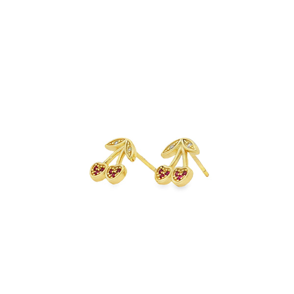 04870 Studs cerezas dorado