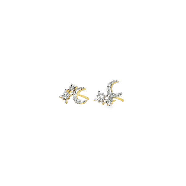 04877 Studs luna y estrellas dorado y plateado