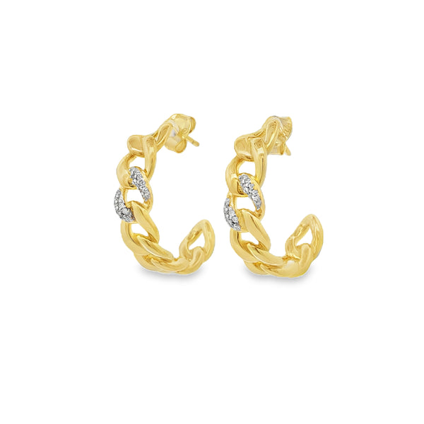 04846 Arracadas eslabones con zirconias dorado  y plateado
