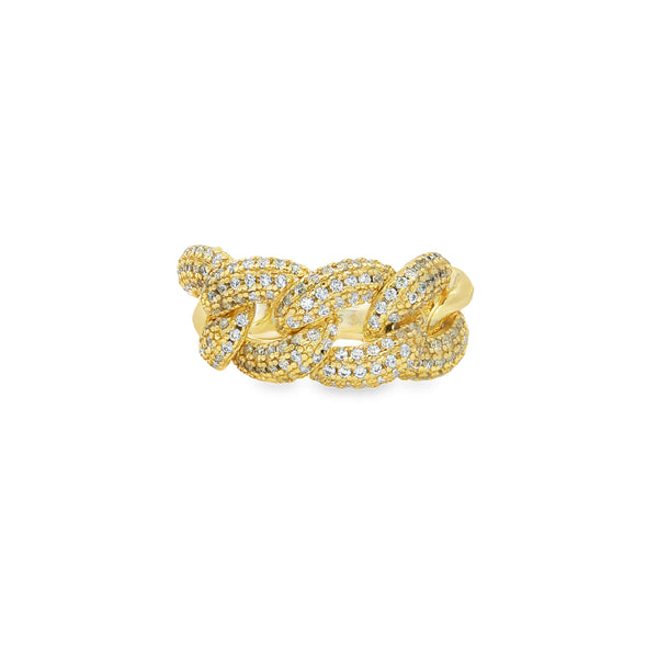 04873 Anillo eslabones con zirconias dorado talla 7