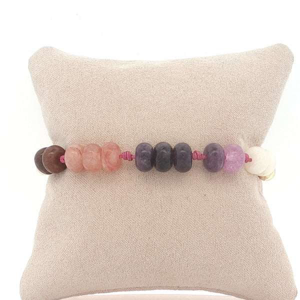 25-93105 Pulsera ajustable cuentas rosas