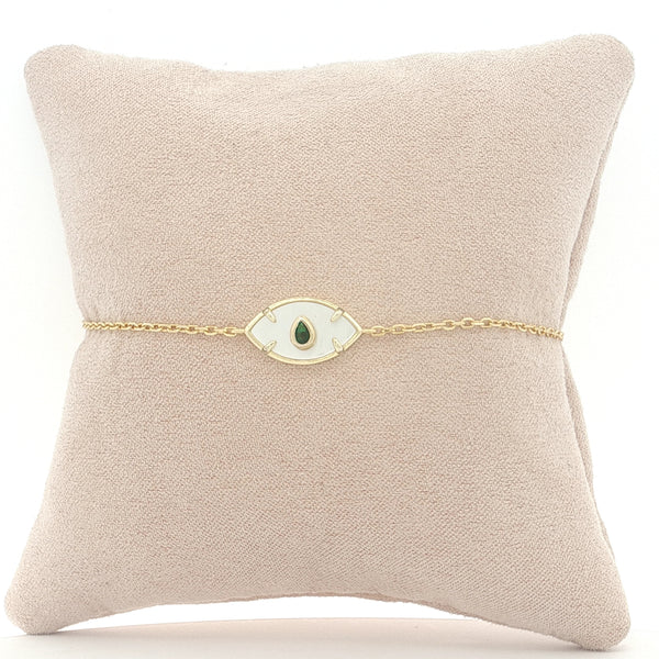 25-73413 Pulsera dije ojo madre perla gota verde