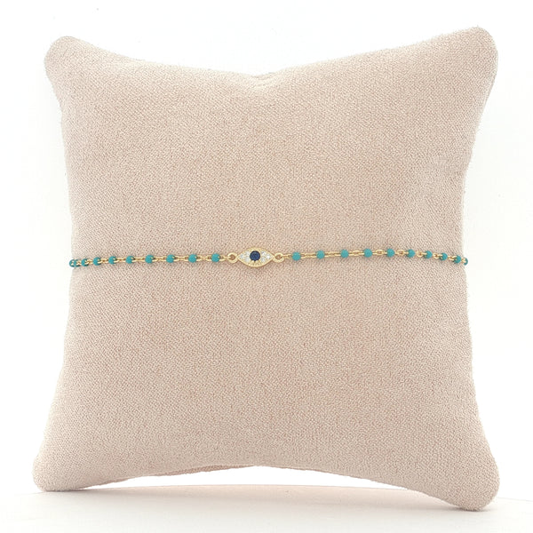 25-73422 Pulsera dije ojo esmaltado turquesa 7