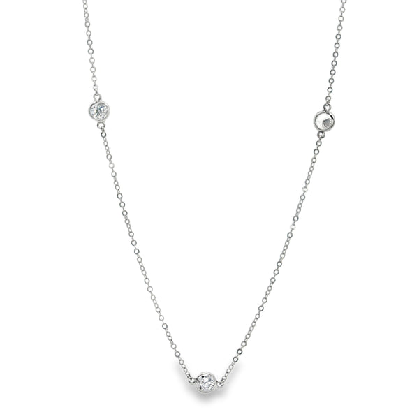 25-73514 Collar largo siete bezels plateado