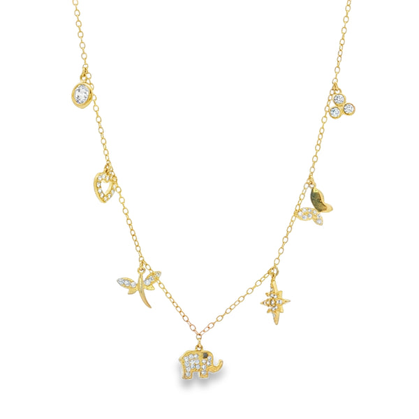 25-0611 Collar charms elefante corazon dorado