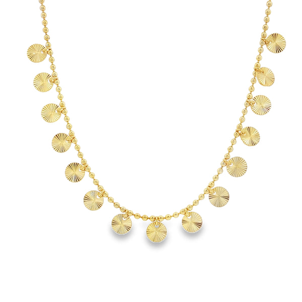 25-73492 Collar esferas dijes monedas dorado