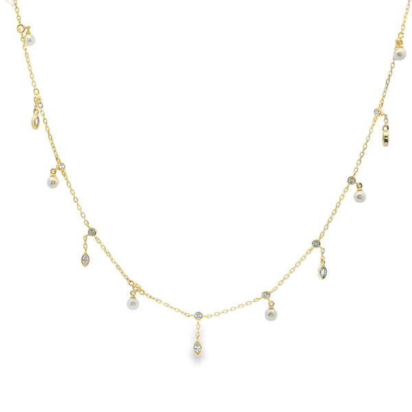 25-73253 Collar bezels charms perlas y gotas