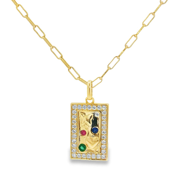 04665 Collar rectangulo mariposa y corazon