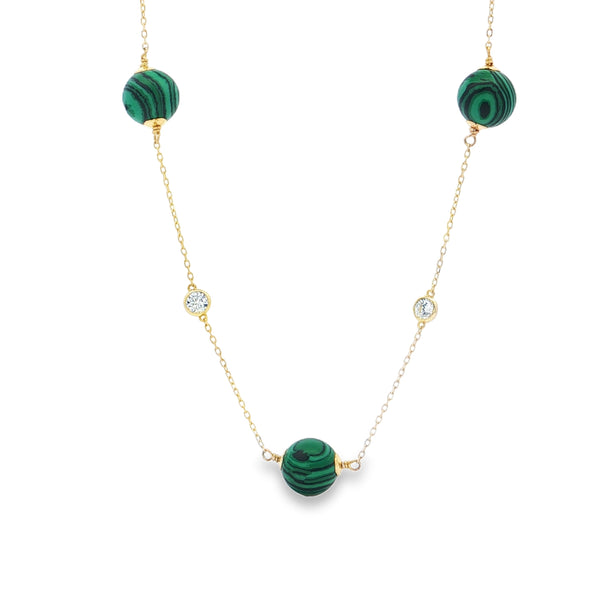 25-73540 Collar largo malaquitas y bezels
