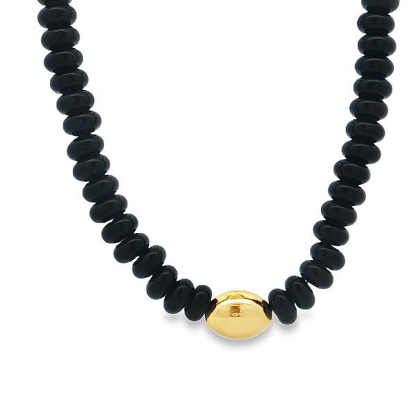 25-93107 COLLAR ONIX CON DIJE DE CHAPA DE ORO EN MEDIO