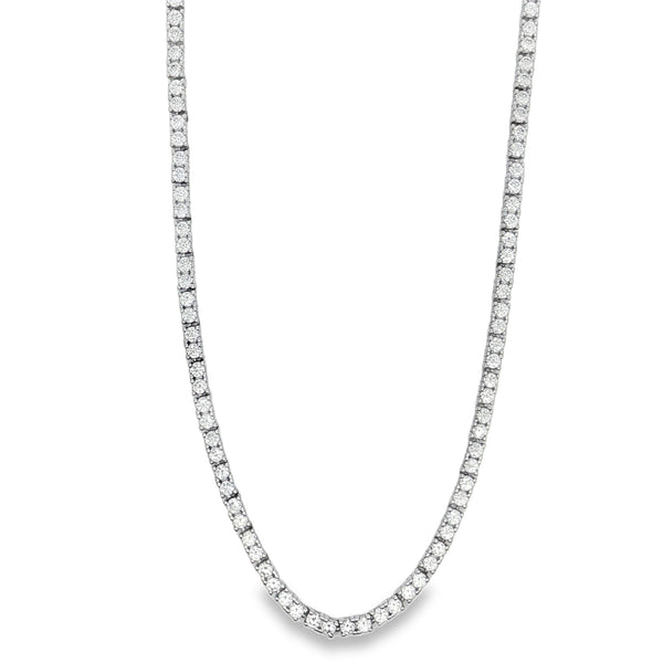 25-73496 Collar tennis rectangulos dos zirconias plateado