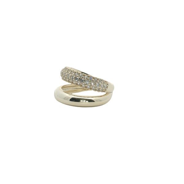 04588 Anillo doble bold y zirconias en dorado talla 7