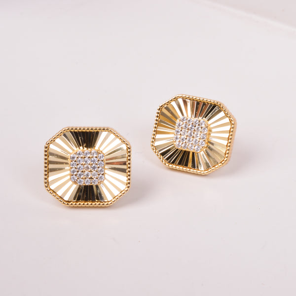 25-73229 Aretes cuadrados zirconias en dorado