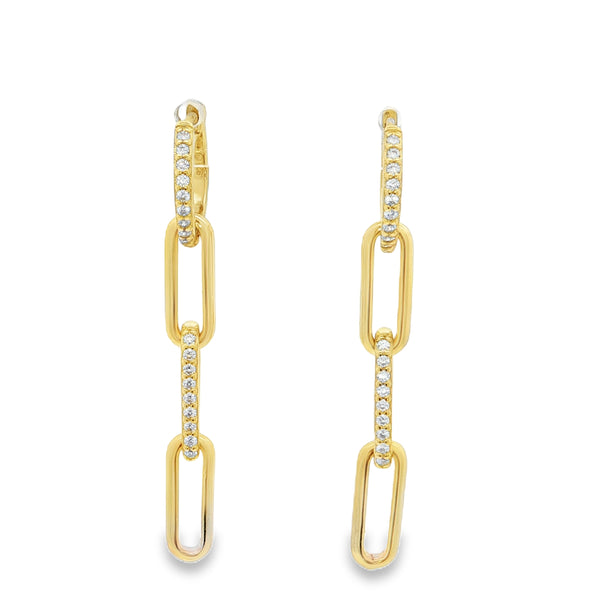 04629 Arracadas cadena con zirconias dorado