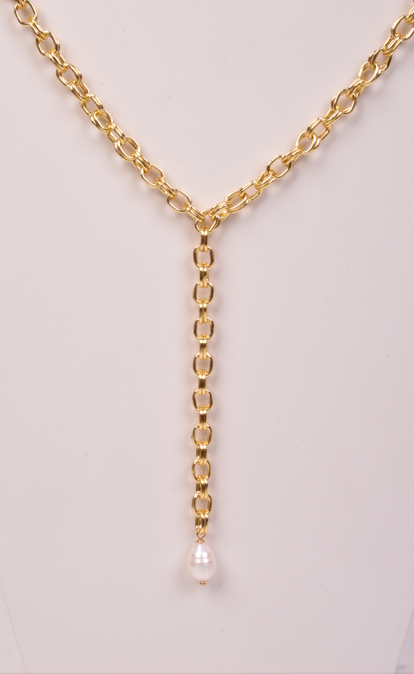 25-93100 Lariat con gota perla