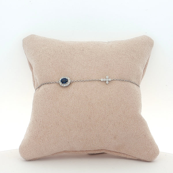 25-0923 PULSERA ZAFIRO CON CRUZ 18KT