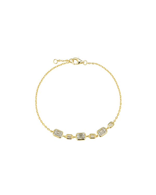 25-03100 Pulsera rectangulos baguettes y zirconias