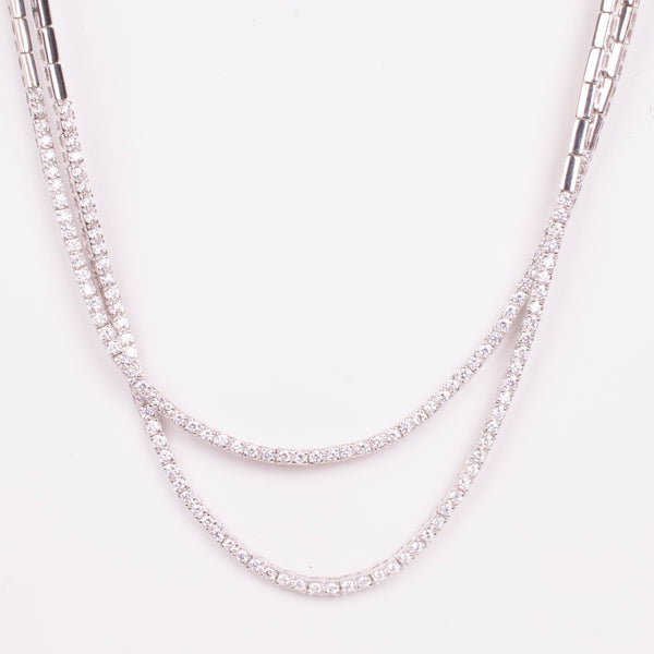 22-73394 COLAR DOBLE ZIRCONIAS PLATEADO