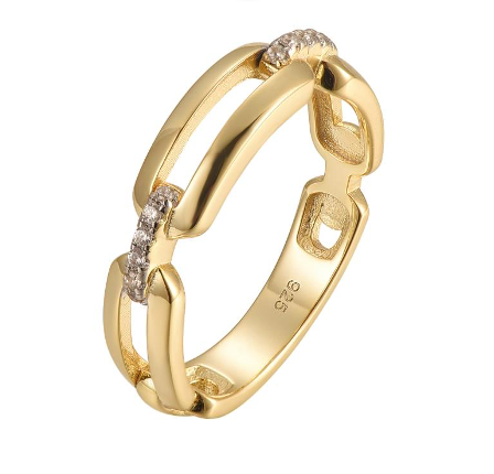 25-0306 Anillo eslabones dorado con zirconias Talla 6