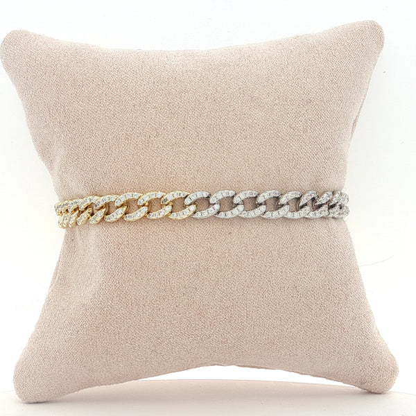 04785 Pulsera eslabones con zirconias dorado y plateado