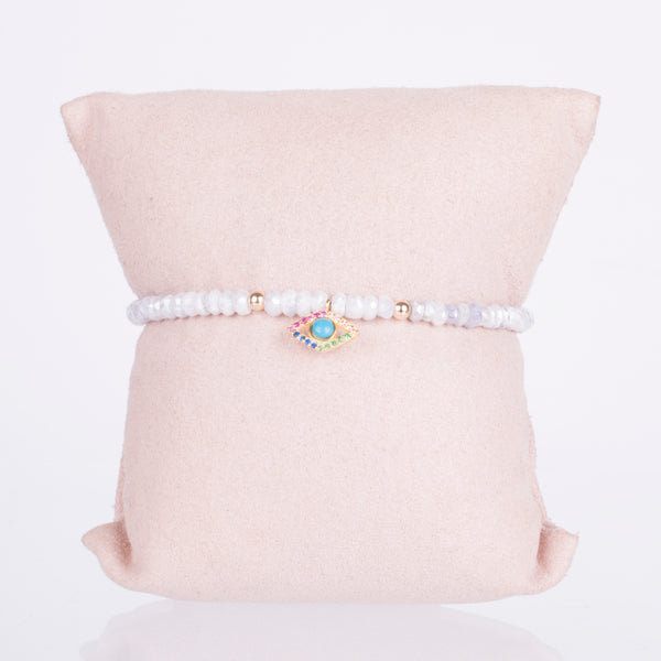 20-1231 PULSERA PIEDRAS CON DIJE OJO COLRES