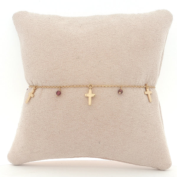 25-0707 Pulsera cruces con granate