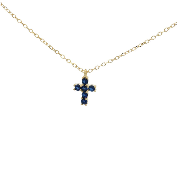 25-02124 Collar dije cruz azul en dorado