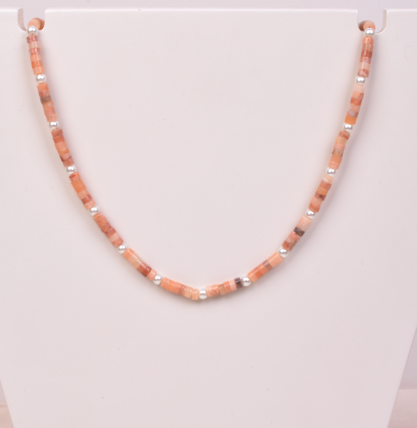 25-9377 Collar piedra color melon con perla