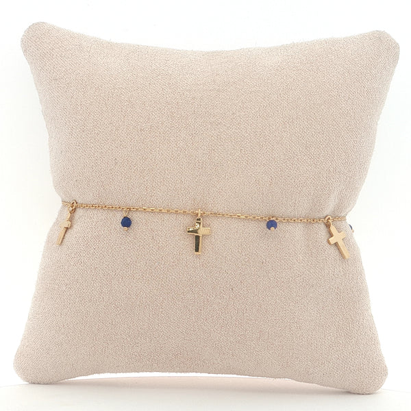 25-0706 Pulsera cruces con lapislazuli