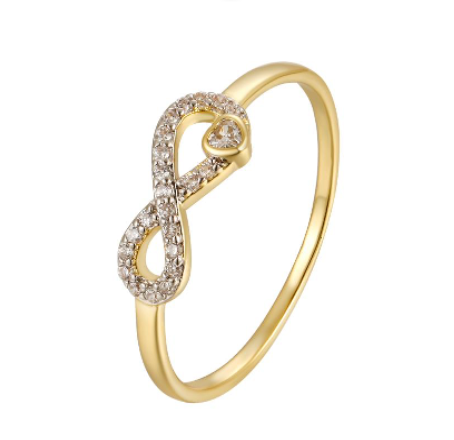 25-0300 Anillo infinito dorado con zirconias Talla 6