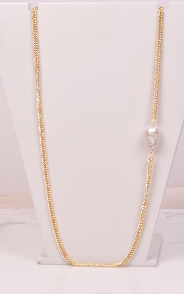 25-9383 Collar largo con perla de lado