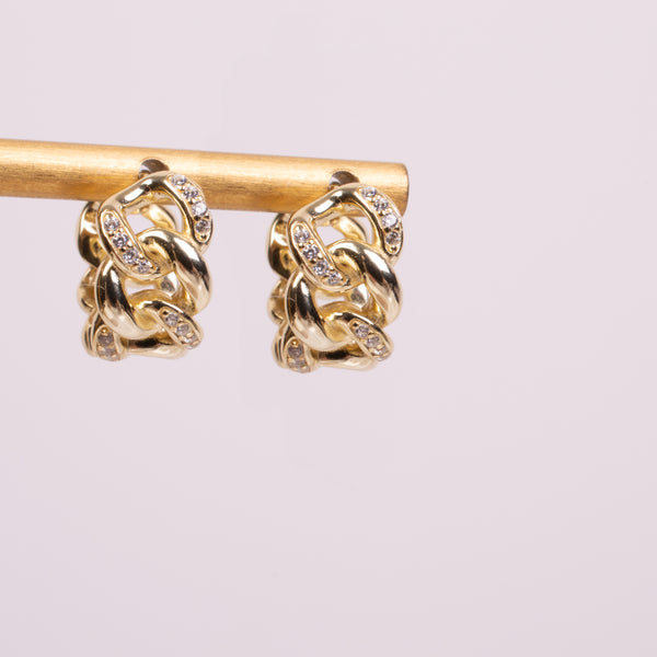 73936 Arracadas eslabones con zirconias dorado