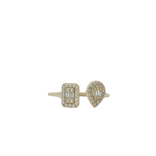 04908 Anillo gota y rectangulo dorado talla 7