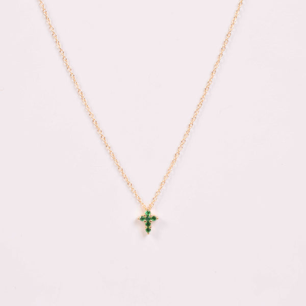 25-0616 Collar dije cruz verde