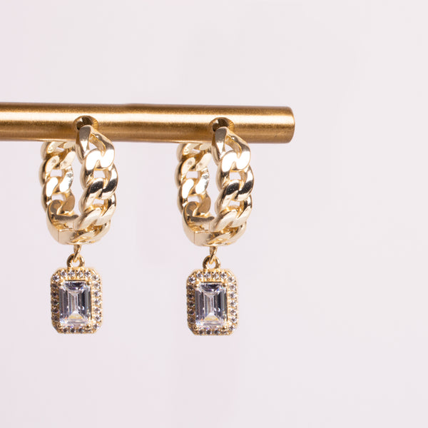 73107 ARRACADAS ESLABONES CON DIJE ZIRCONIA