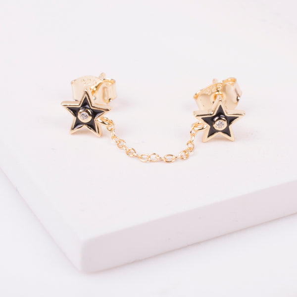0449 STUDS ESTRELLAS ESMALTADO NEGRO