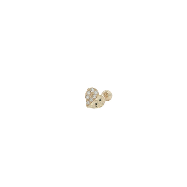 25-1743 Arete corazon mitad zirconias oro 14kt