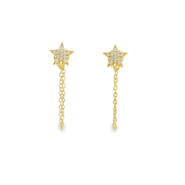 0409 Studs estrella con cadena dorado