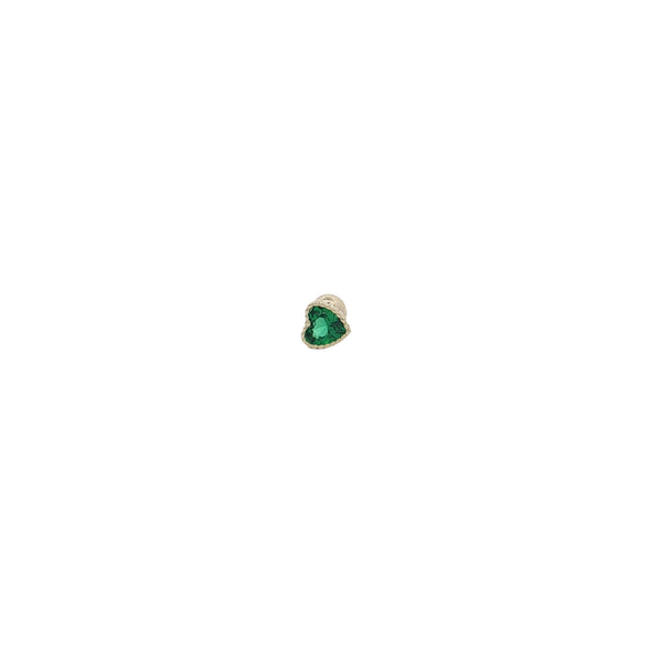 25-1711 Arete corazón zirconia verde oro 14kt