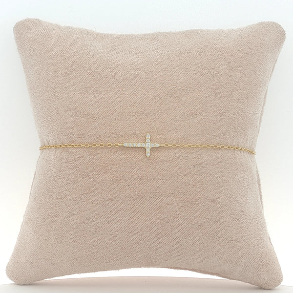 04824 Pulsera dije cruz dorada