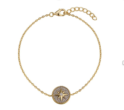 25-0373 Pulsera circulo con estrella dorado y plateado