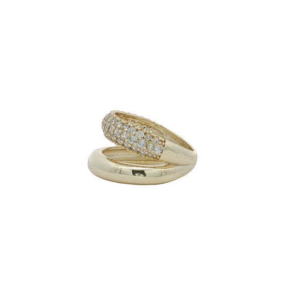 04894 Anillo doble bold y zirconias en dorado talla 6