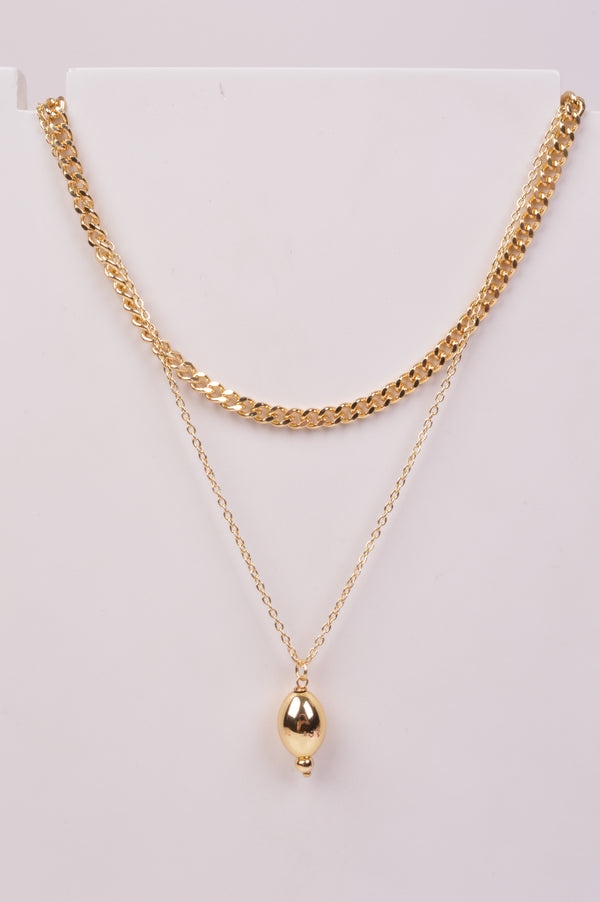 25-9320 Collar cadena doble con ovalo dorado