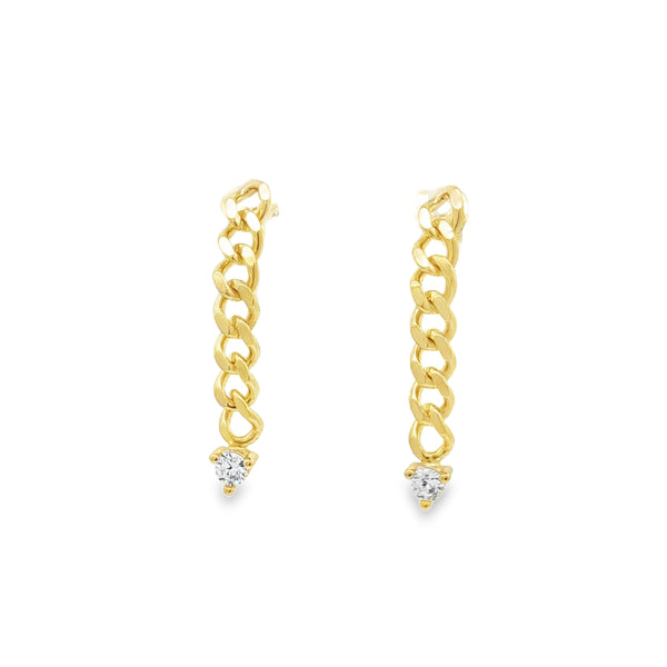 04431 Aretes cadena con zirconia dorado