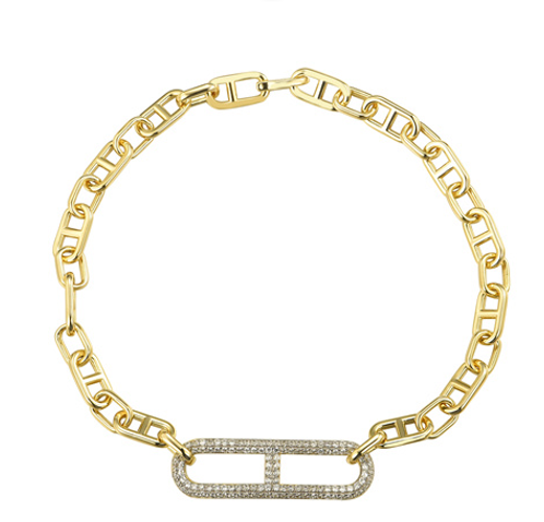 25-0372 Pulsera eslabones ovalos dorado y plateado