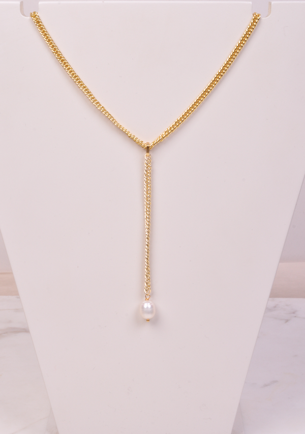 25-9393 Lariat eslabon circular con perla