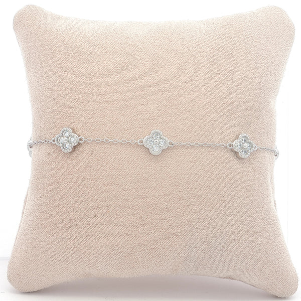 04974 Pulsera clover plateada