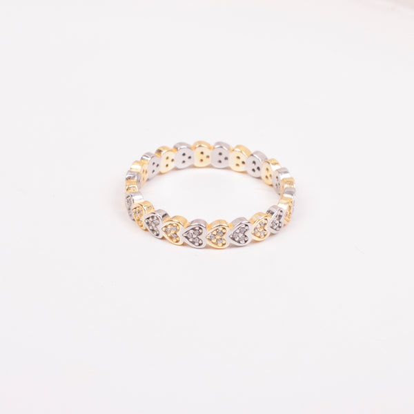 04733 Anillo corazones plateado y dorado talla 7