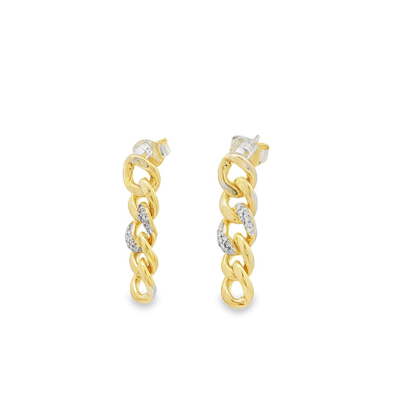 04915 Aretes cadena con zirconias dorado