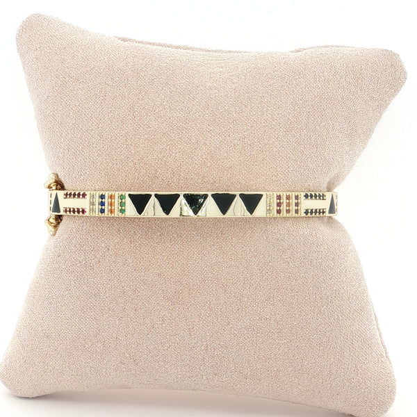 04916 Cuff triangulos zirconias colores